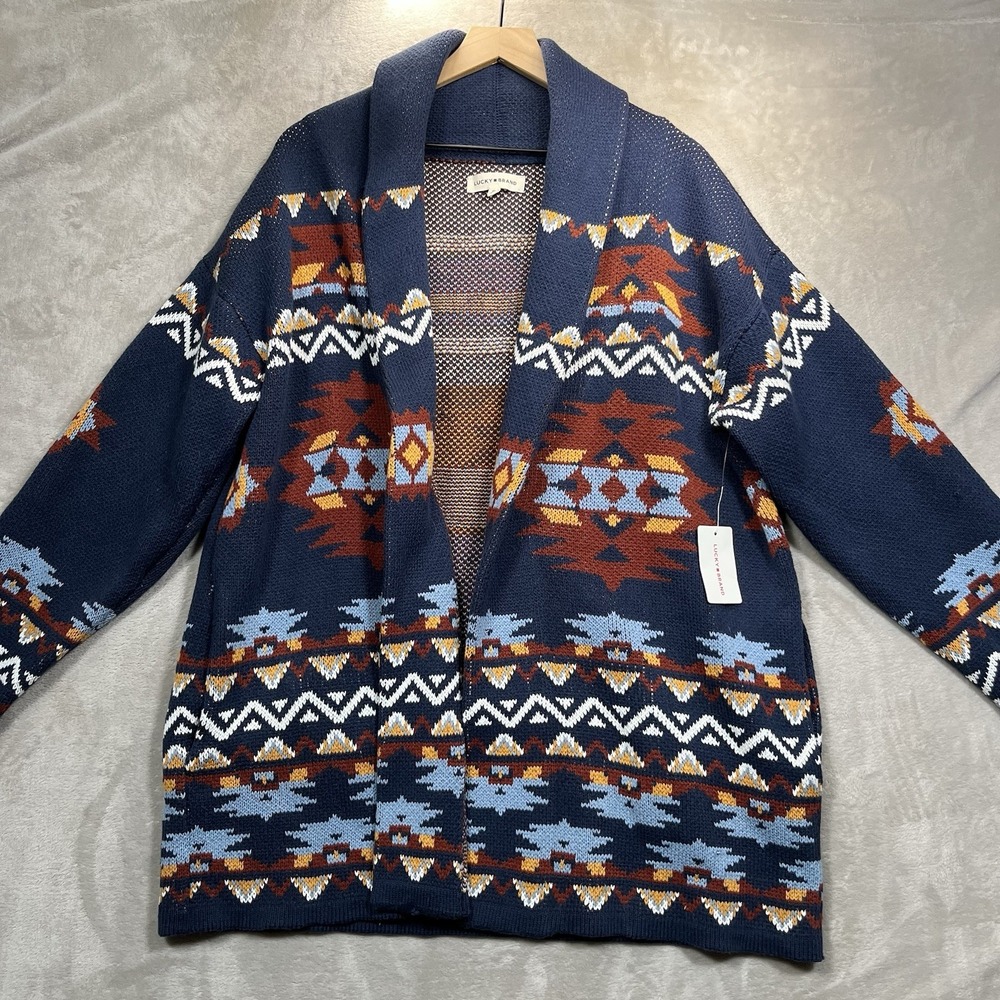 Lucky Brand Women's XL Shawl Cardigan Aztec Southwestern NEW